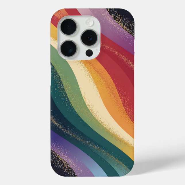 Retro Rainbow Waves with Golden Accents Case-Mate iPhone Case (Back)