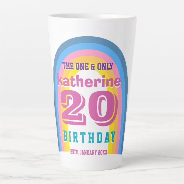 Retro Rainbow Yearly Birthday  Coffee Mug (Front)