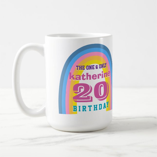Retro Rainbow Yearly Birthday  Coffee Mug (Left)