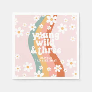 Retro Rainbow Young Wild Three Daisy Napkin