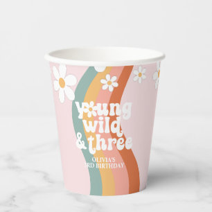 Retro Rainbow Young Wild Three Daisy Paper Cups