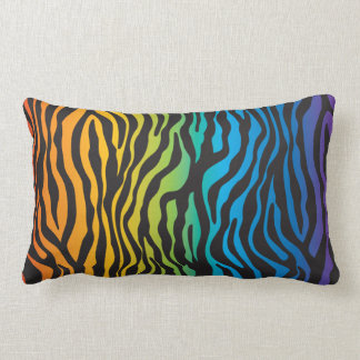 Retro Rainbow Zebra Print Lumbar Pillow