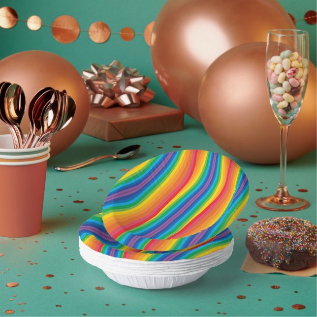 Retro Rainbows Paper Bowls Plate (Multi)