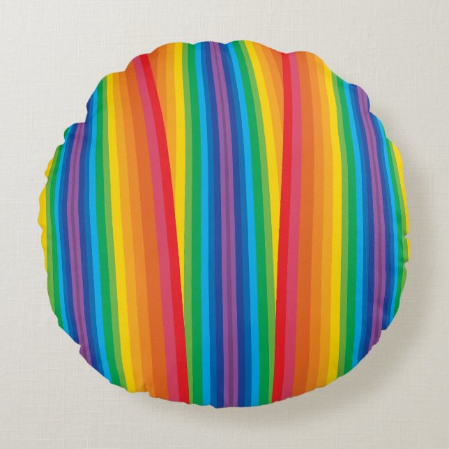 Retro Rainbows Round Pillow (Front)