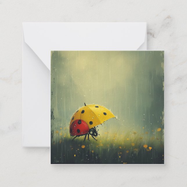 Retro Raindrops: Simple Shapes, Playful Ladybugs Card (Front)