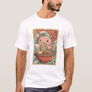 Retro Ramen Axolotl Japanese Food Art Kawaii T-Shirt