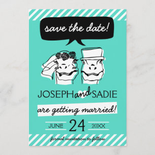 Retro Raptor Save the Date Card (stripes)