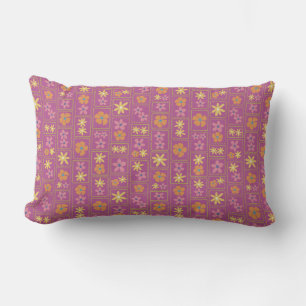 Retro Raspberry Patchwork Floral 13"x21"  Lumbar Cushion