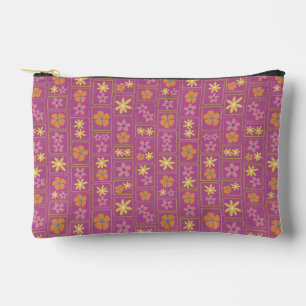 Retro Raspberry Patchwork Floral Small Accessory Pouch