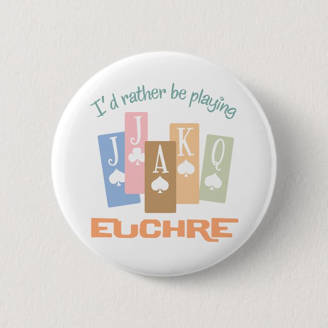 Retro Rather Play Euchre 6 Cm Round Badge (Front)