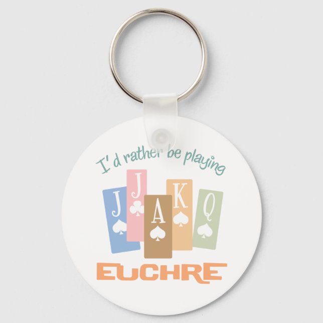Retro Rather Play Euchre Key Ring (Front)