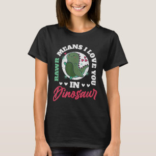 Retro Rawr Means I Love You In Dinosaur Valentine T-Shirt