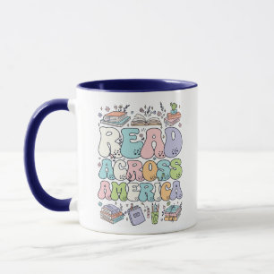 Retro Read Across America Pastel Book Lover Mug