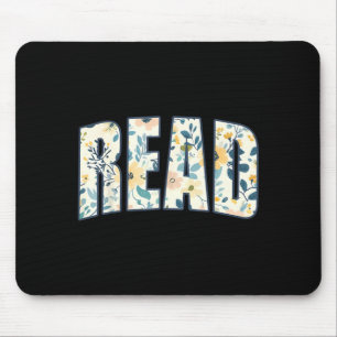 Retro Read Floral Reading Bookworm Librarian Book Mouse Pad
