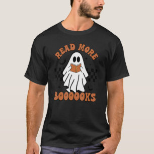 Retro Read More Books Ghost Reading Book Halloween T-Shirt