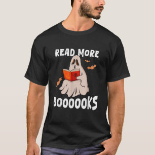 Retro Read More Books Halloween Bats Ghost Reading T-Shirt