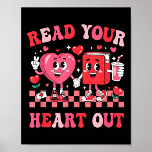 Retro Read Your Heart Out Valentines Teacher Booki Poster
