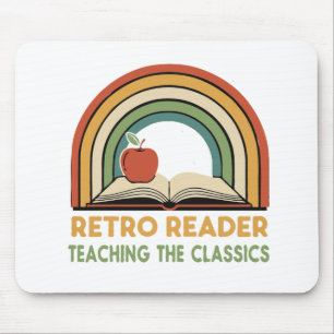 Retro Reader Teaching the Classics Vintage 70s Mouse Pad