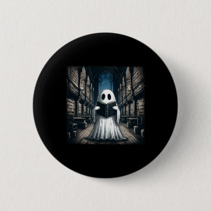 Retro Reading Ghost Library Halloween Librarian Bo 6 Cm Round Badge