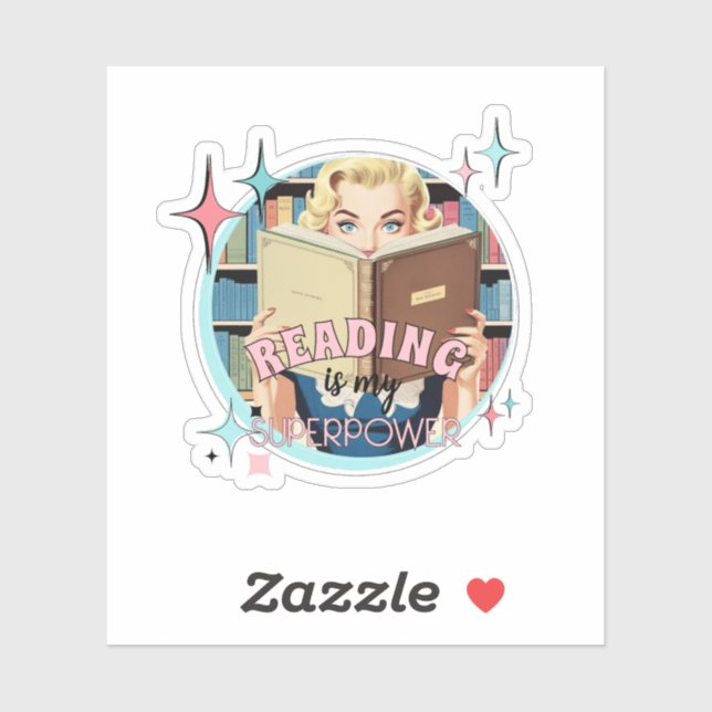 Retro Reading is my Superpower Bookish Sticker (Sheet)