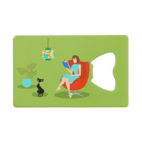 Retro Reading Woman Bottle Opener