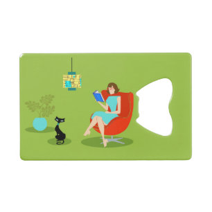 Retro Reading Woman Bottle Opener