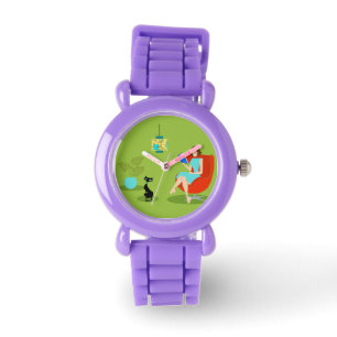 Retro Reading Woman Kid's Watch