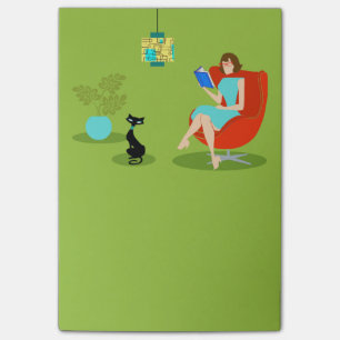 Retro Reading Woman Post-It Notes