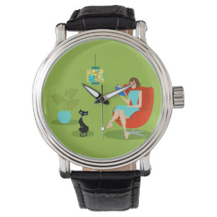 Retro Reading Woman Watch