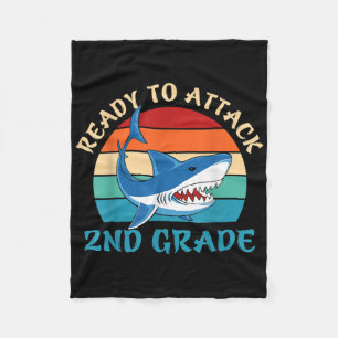 Retro Ready To Attack 2nd Grade First Day Of Schoo Fleece Blanket