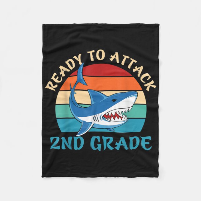 Retro Ready To Attack 2nd Grade First Day Of Schoo Fleece Blanket (Front)