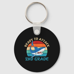 Retro Ready To Attack 2nd Grade First Day Of Schoo Key Ring