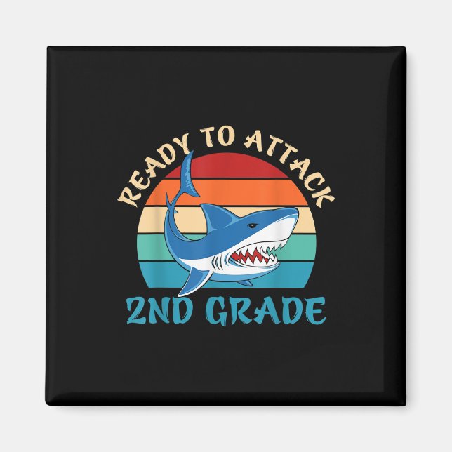 Retro Ready To Attack 2nd Grade First Day Of Schoo Magnet (Front)