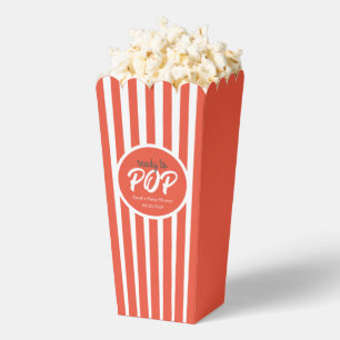 Retro Ready to Pop Baby Shower Red Stripe Pop Corn Favour Box