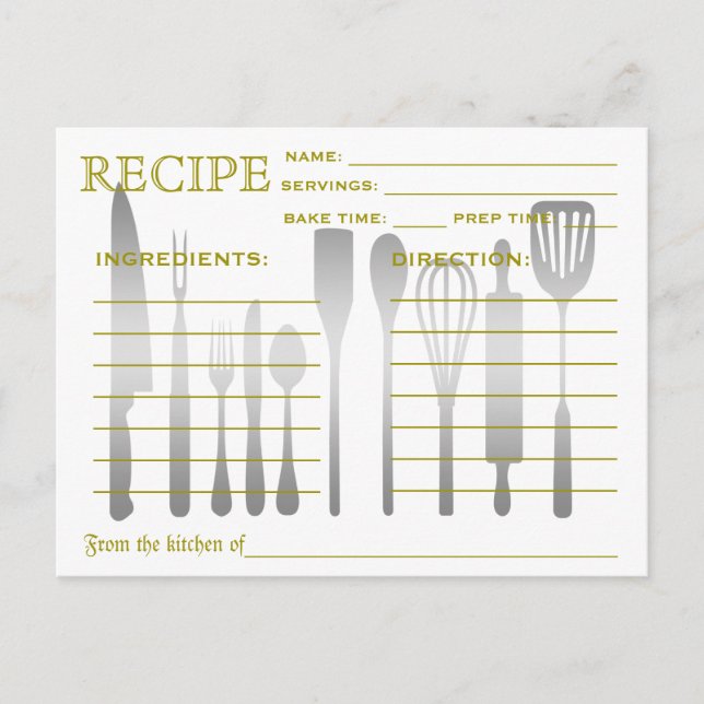 Retro Recipe Card Green Striped (Front)
