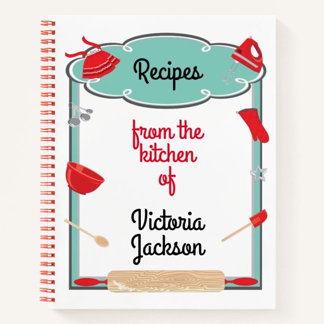 Retro Recipes Baking Cookbook Notebook (Front)