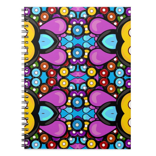 Retro Record Abstract Art Fun Pattern Design Notebook (Front)