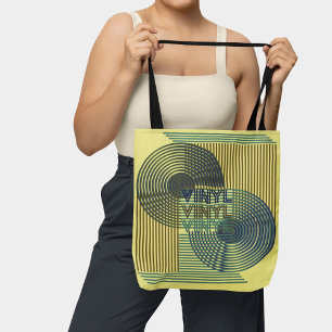 Retro Record Mid Century Modern Line Art Vinyl  Tote Bag