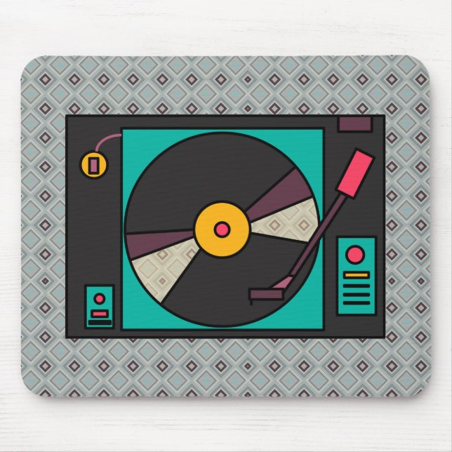 Retro Record Player Icon Mouse Pad (Front)