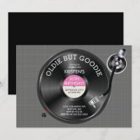 Retro Record Turntable Birthday Party Invitation