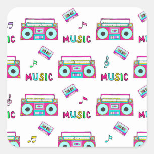 Retro Recorder Tape Seamless Square Sticker