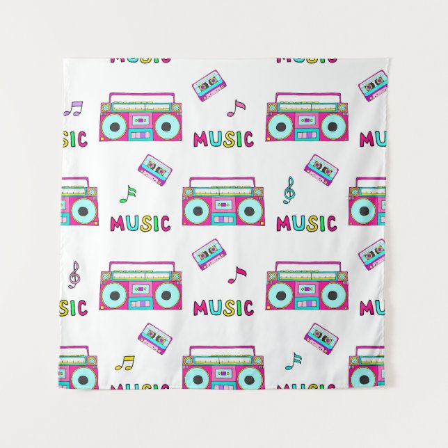Retro Recorder Tape Seamless Tapestry (Front)