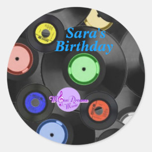 Retro Records Customisable Classic Round Stickers