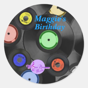 Retro Records Small Classic Round Stickers