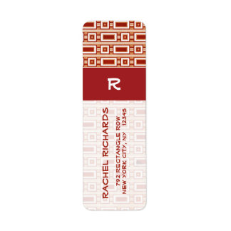 Retro Rectangles Return Address Label - Red