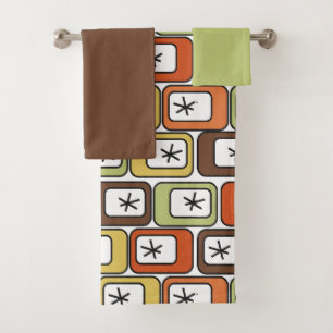 Retro Rectangles with Starbursts  Bath Towel Set