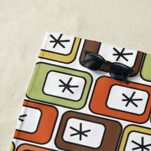 Retro Rectangles with Starbursts  Beach Towel