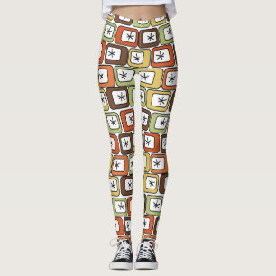 Retro Rectangles with Starbursts Leggings