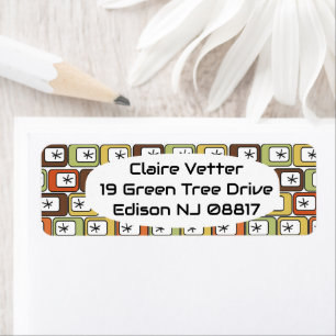 Retro Rectangles with Starbursts Return Address Label