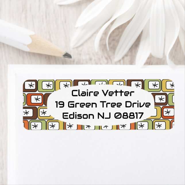 Retro Rectangles with Starbursts  Return Address Label (Insitu)
